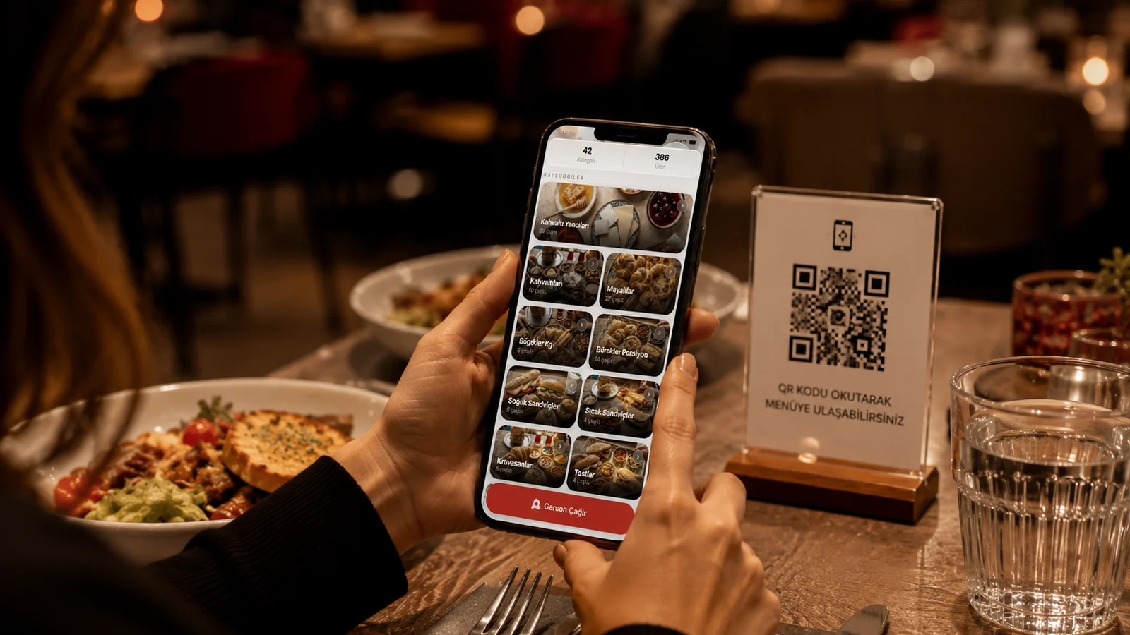 Telefonda QR menü ve sipariş